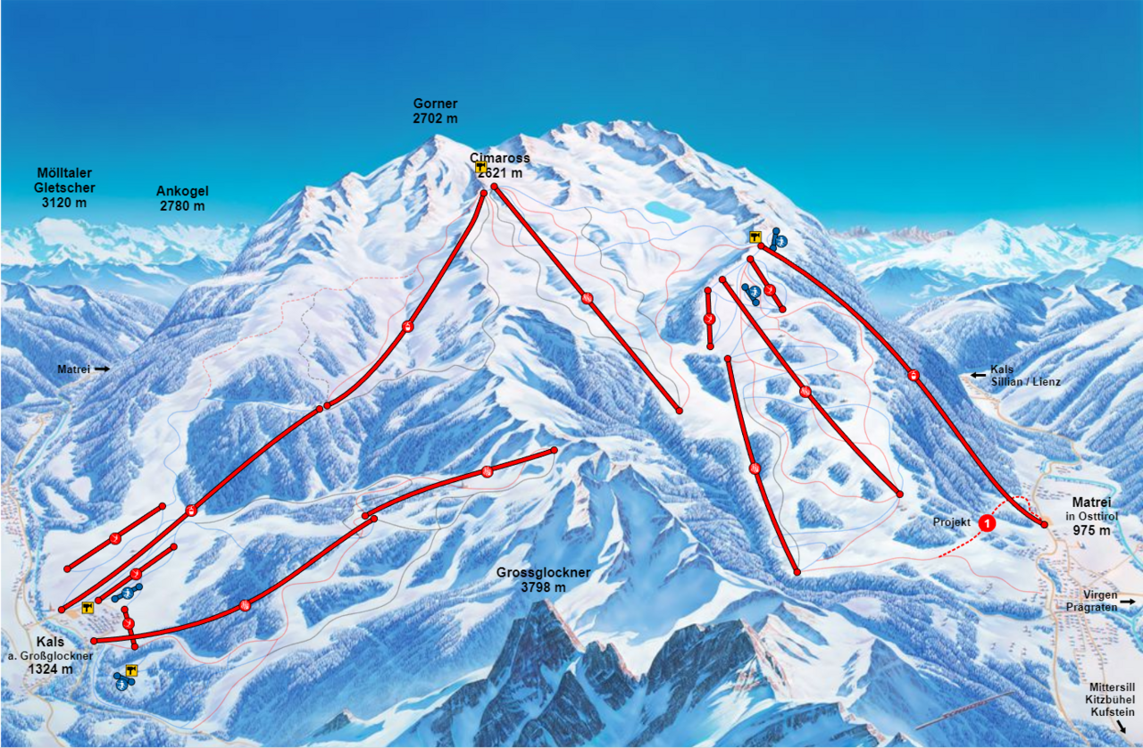 Interaktiven Pistenplan Skigebiet Großglockner Resort Kals–Matrei